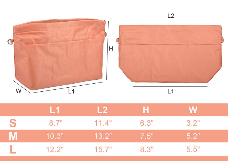 Vercord Purse Organizer Insert Bag Tote Handbags Pocketbook Inserts Organizers Zipper 11 Pockets Light Orange Medium - Image 2